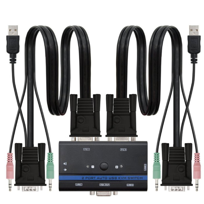 Nanocable KVM Switch VGA USB 1U-2PC Negro Nanocable KVM Switch VGA USB 1U-2PC Negro